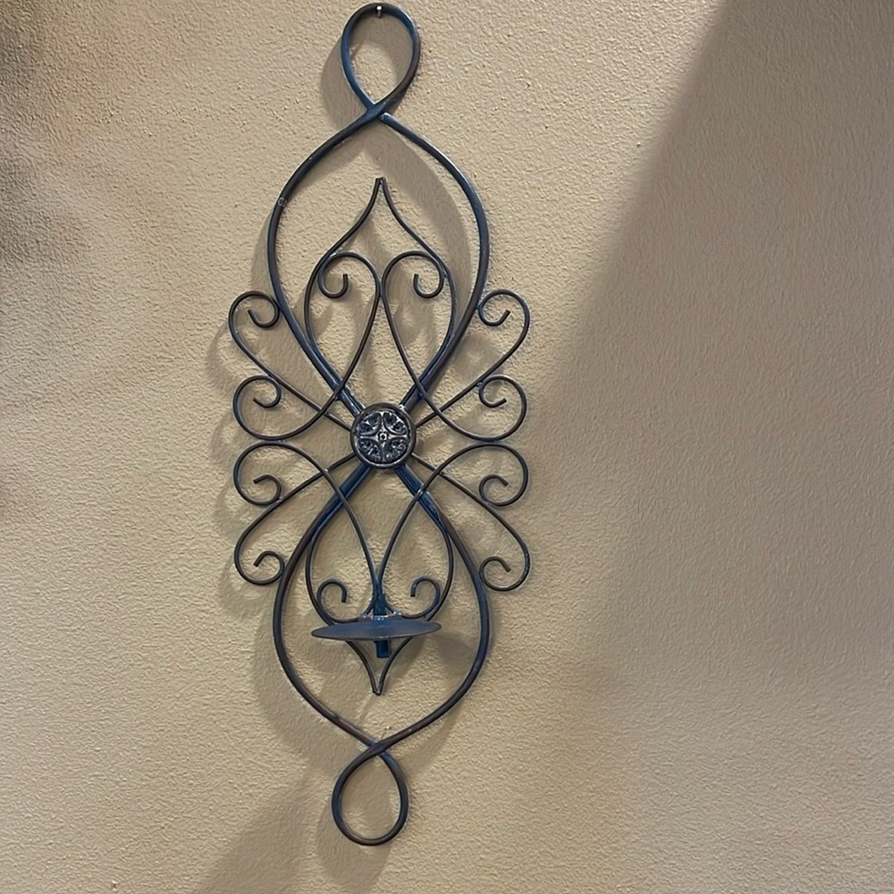 🏷️set of 2 Blue rustic wall sconce Metal Wall Decor |  27.5” x 10”